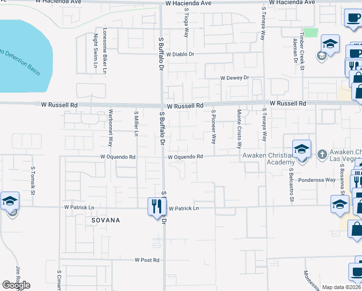 map of restaurants, bars, coffee shops, grocery stores, and more near 5852 Ashton Park Court in Las Vegas