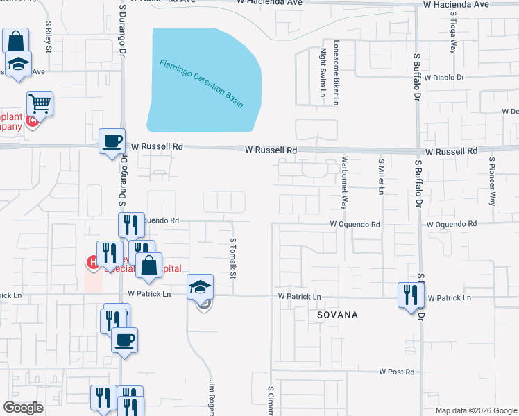 map of restaurants, bars, coffee shops, grocery stores, and more near 8099 West Quail Avenue in Las Vegas