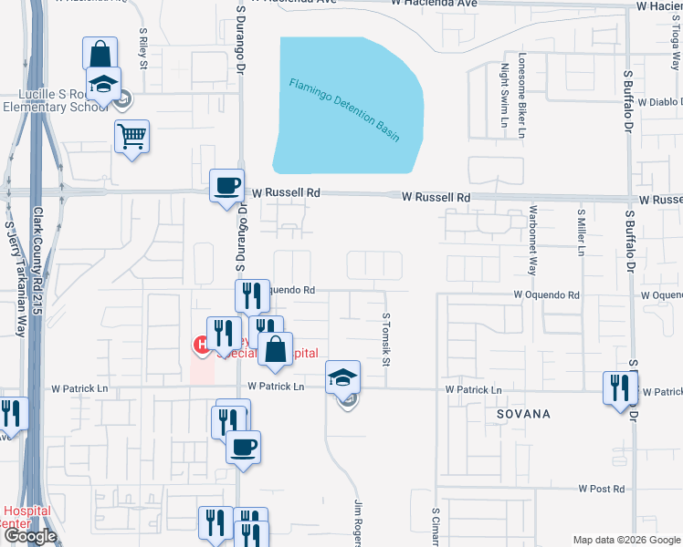 map of restaurants, bars, coffee shops, grocery stores, and more near 5839 Sleepy Spruce Street in Las Vegas