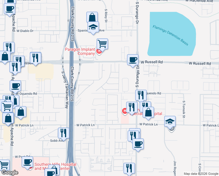 map of restaurants, bars, coffee shops, grocery stores, and more near 5844 Casa Branca Street in Las Vegas