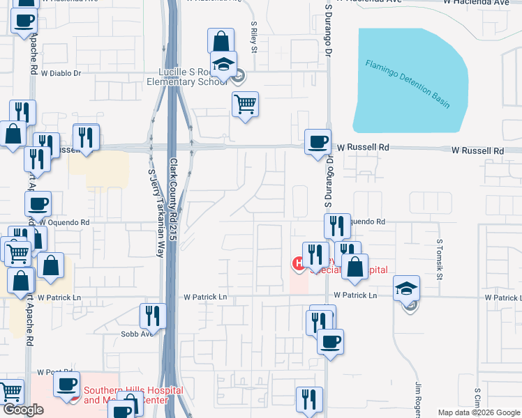 map of restaurants, bars, coffee shops, grocery stores, and more near 5844 Casa Branca Street in Las Vegas