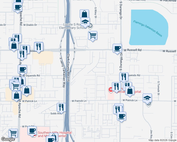 map of restaurants, bars, coffee shops, grocery stores, and more near 8926 Oreana Peak Court in Las Vegas