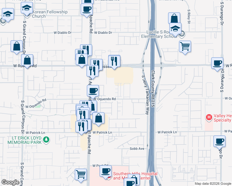 map of restaurants, bars, coffee shops, grocery stores, and more near 5844 Sleepy Willow Street in Las Vegas