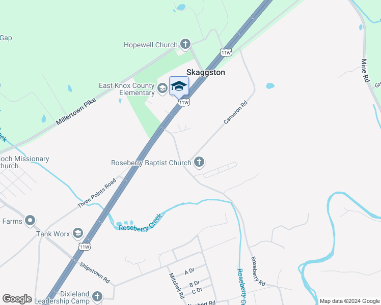 map of restaurants, bars, coffee shops, grocery stores, and more near 3010 Roseberry Road in Mascot