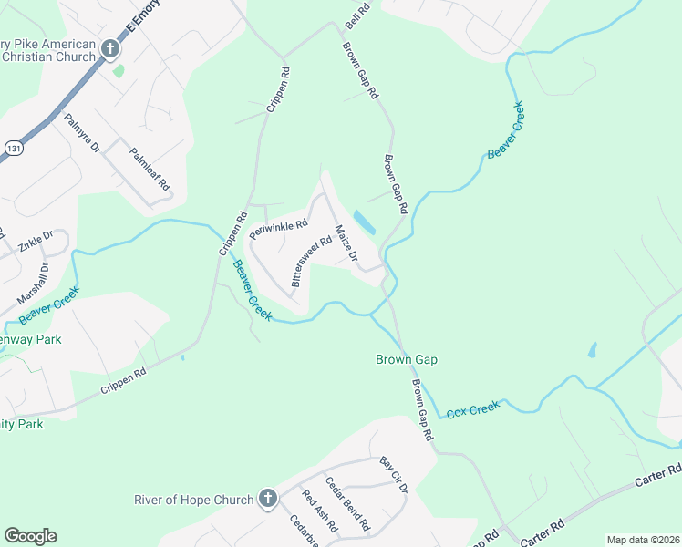map of restaurants, bars, coffee shops, grocery stores, and more near 6915 Maize Drive in Knoxville