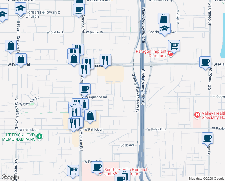 map of restaurants, bars, coffee shops, grocery stores, and more near 5862 Kips Bay Street in Las Vegas