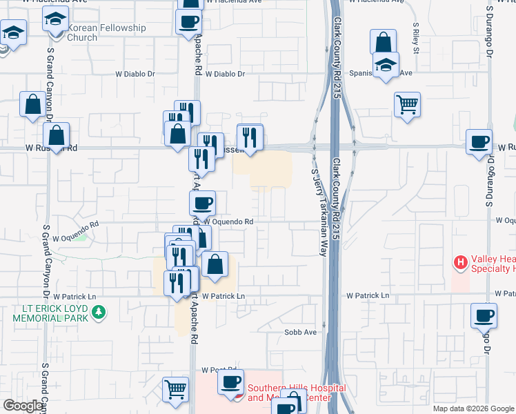 map of restaurants, bars, coffee shops, grocery stores, and more near 5872 Wisteria Walk Street in Las Vegas