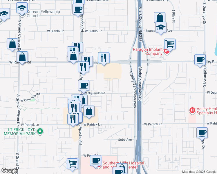 map of restaurants, bars, coffee shops, grocery stores, and more near 5864 Wisteria Walk Street in Las Vegas