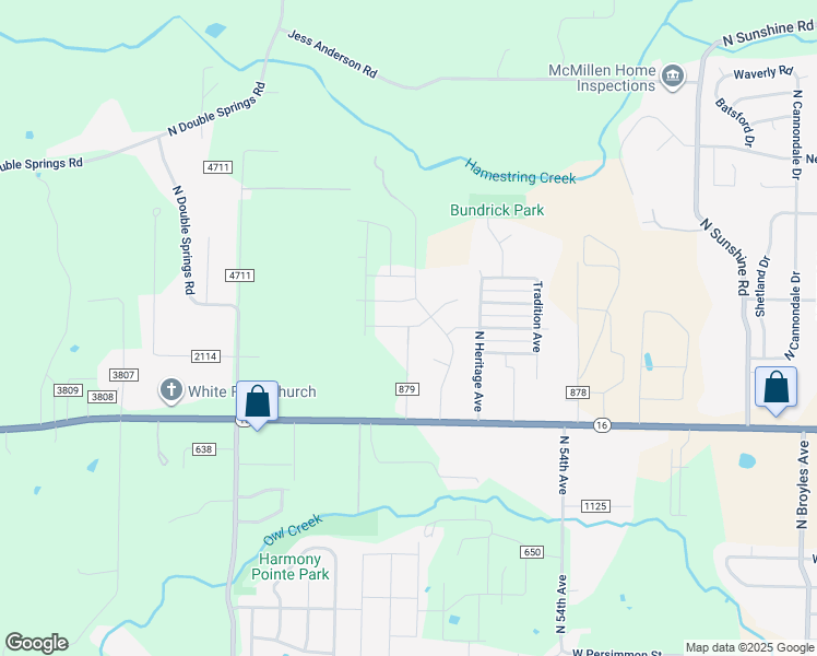 map of restaurants, bars, coffee shops, grocery stores, and more near 1599 North 59th Avenue in Fayetteville