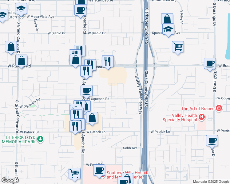 map of restaurants, bars, coffee shops, grocery stores, and more near 5858 Kips Bay Street in Las Vegas