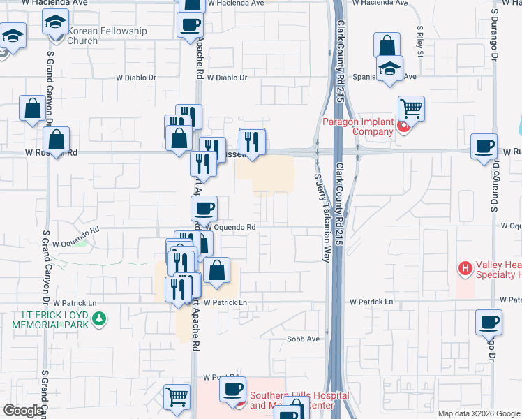 map of restaurants, bars, coffee shops, grocery stores, and more near 5864 Wisteria Walk Street in Las Vegas