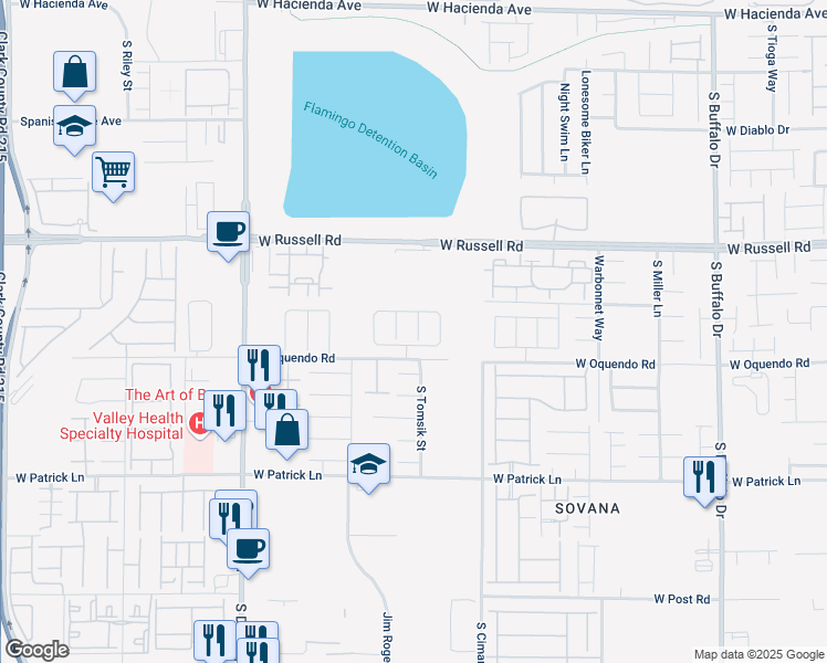 map of restaurants, bars, coffee shops, grocery stores, and more near 5843 Stoneborough Street in Las Vegas