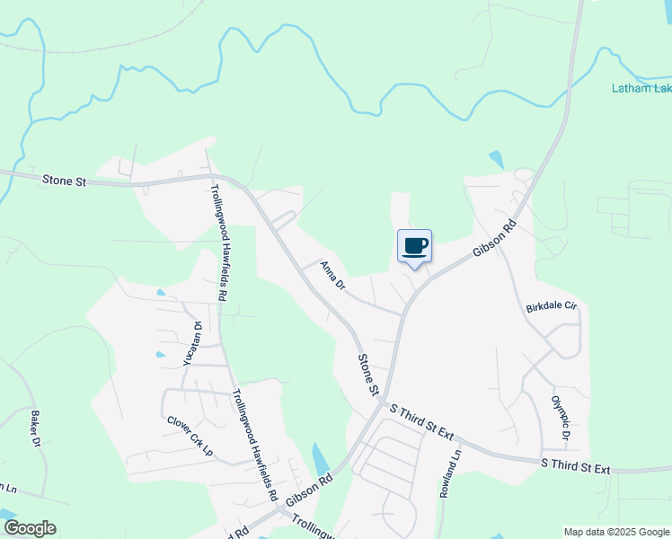 map of restaurants, bars, coffee shops, grocery stores, and more near 546 Anna Drive in Mebane