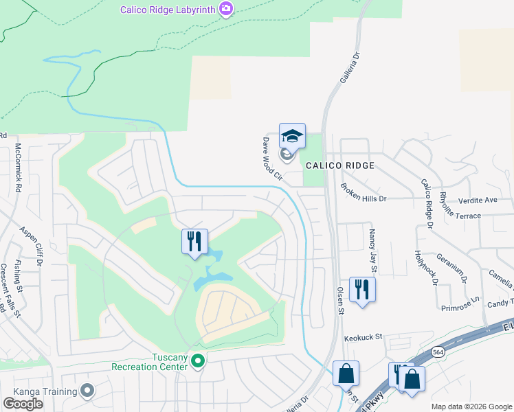 map of restaurants, bars, coffee shops, grocery stores, and more near 1129 Via Canale Drive in Henderson