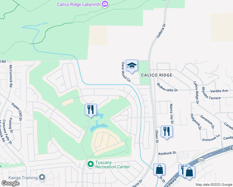map of restaurants, bars, coffee shops, grocery stores, and more near 1216 Olivia Parkway in Henderson