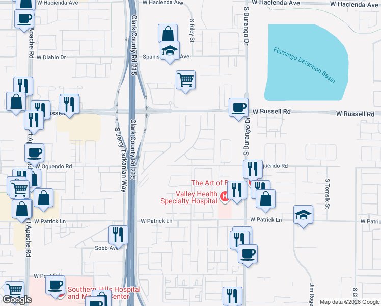 map of restaurants, bars, coffee shops, grocery stores, and more near 5844 Casa Branca Street in Las Vegas