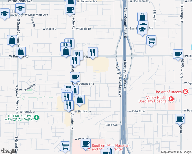 map of restaurants, bars, coffee shops, grocery stores, and more near 5868 Wisteria Walk Street in Las Vegas