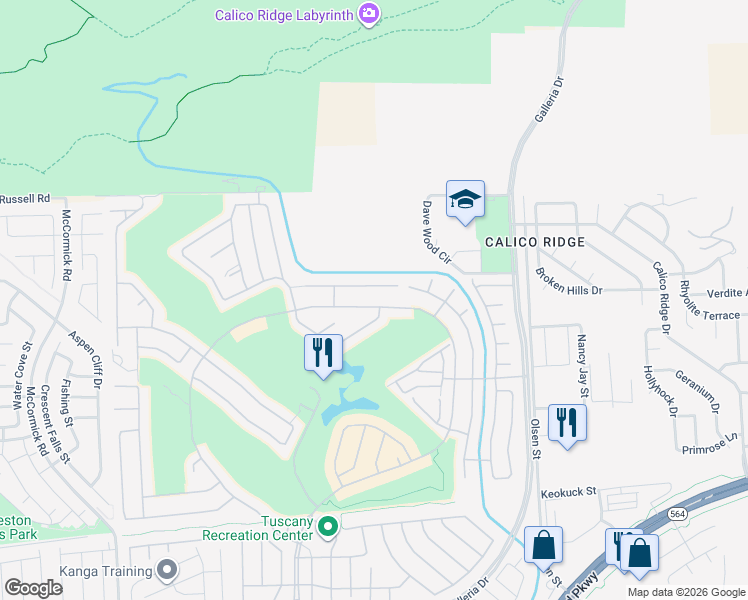 map of restaurants, bars, coffee shops, grocery stores, and more near 1248 Olivia Parkway in Henderson