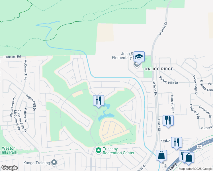map of restaurants, bars, coffee shops, grocery stores, and more near 1272 Olivia Parkway in Henderson