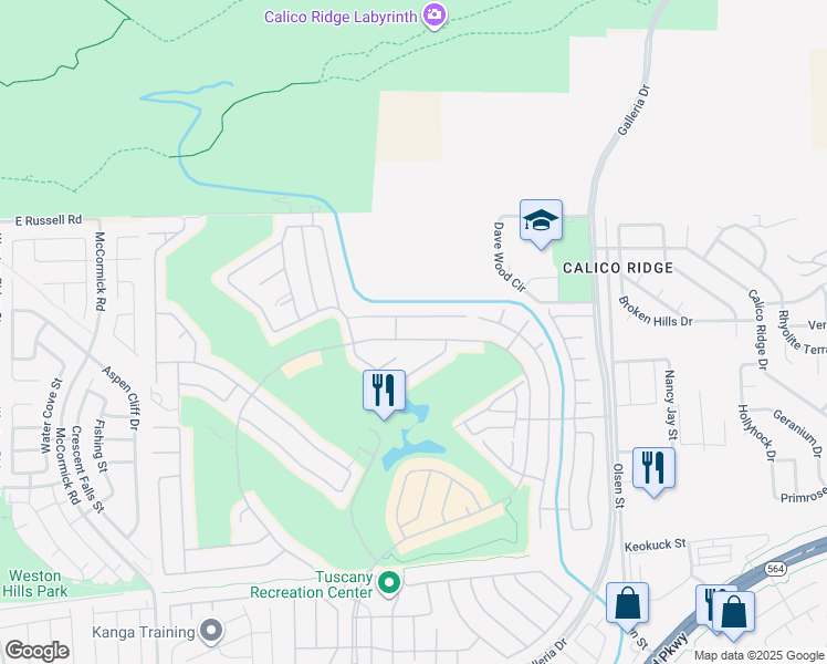 map of restaurants, bars, coffee shops, grocery stores, and more near 1272 Olivia Parkway in Henderson