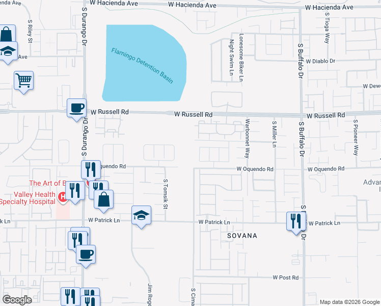 map of restaurants, bars, coffee shops, grocery stores, and more near 8099 West Quail Avenue in Las Vegas