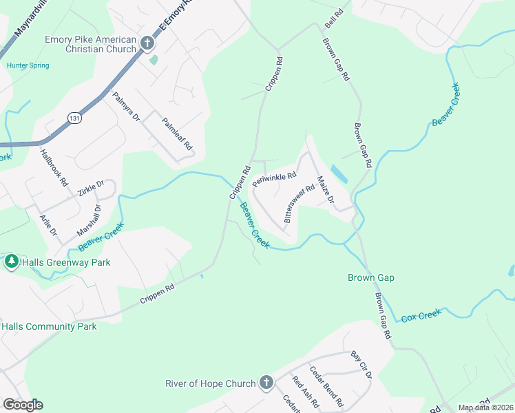 map of restaurants, bars, coffee shops, grocery stores, and more near 7137 Periwinkle Road in Knoxville