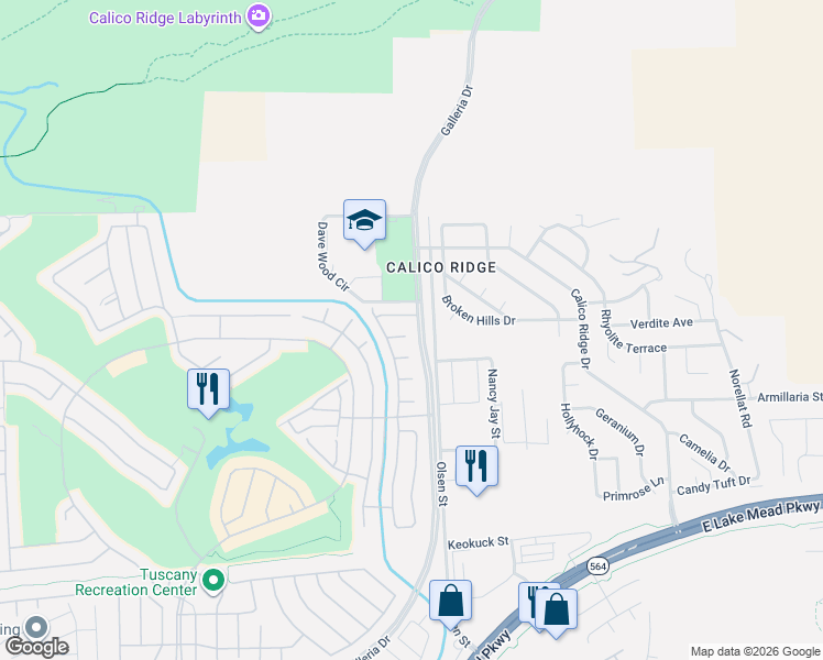 map of restaurants, bars, coffee shops, grocery stores, and more near 598 Via Paladini in Henderson