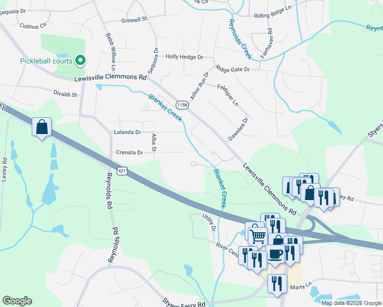 map of restaurants, bars, coffee shops, grocery stores, and more near 7071 Damon Drive in Lewisville