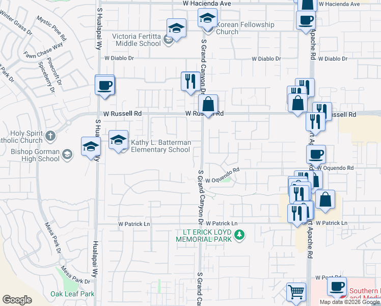map of restaurants, bars, coffee shops, grocery stores, and more near 5835 Noble Stand Street in Las Vegas
