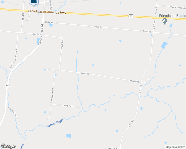 map of restaurants, bars, coffee shops, grocery stores, and more near Pruett Road in Dickson County