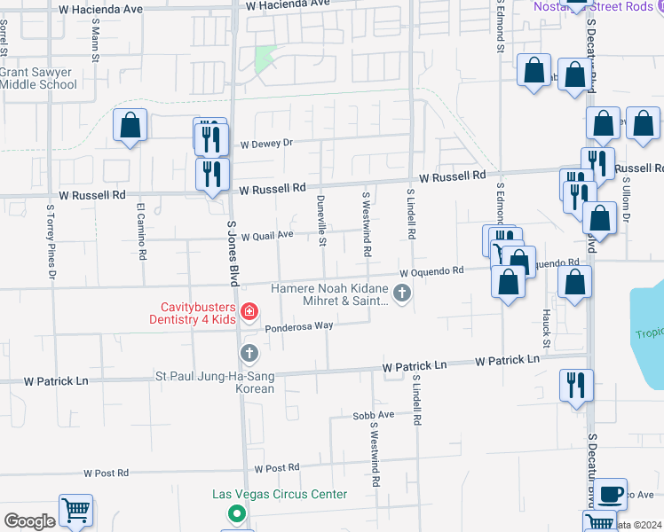 map of restaurants, bars, coffee shops, grocery stores, and more near 5875 Duneville Street in Las Vegas