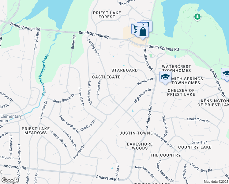 map of restaurants, bars, coffee shops, grocery stores, and more near 1107 Mary Evelyn Court in Nashville