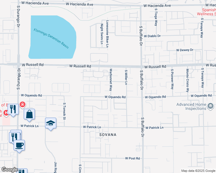 map of restaurants, bars, coffee shops, grocery stores, and more near 8021 Jeannie Marie Court in Las Vegas