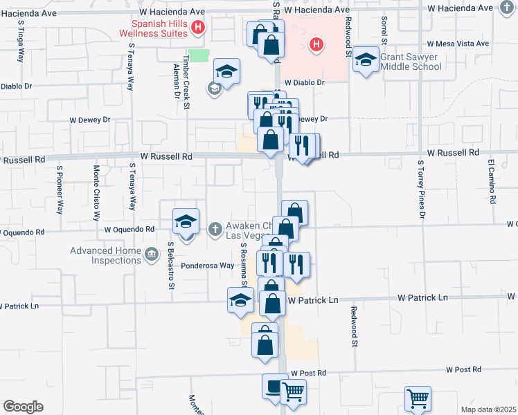 map of restaurants, bars, coffee shops, grocery stores, and more near 5846 Steinbeck Valley Street in Las Vegas