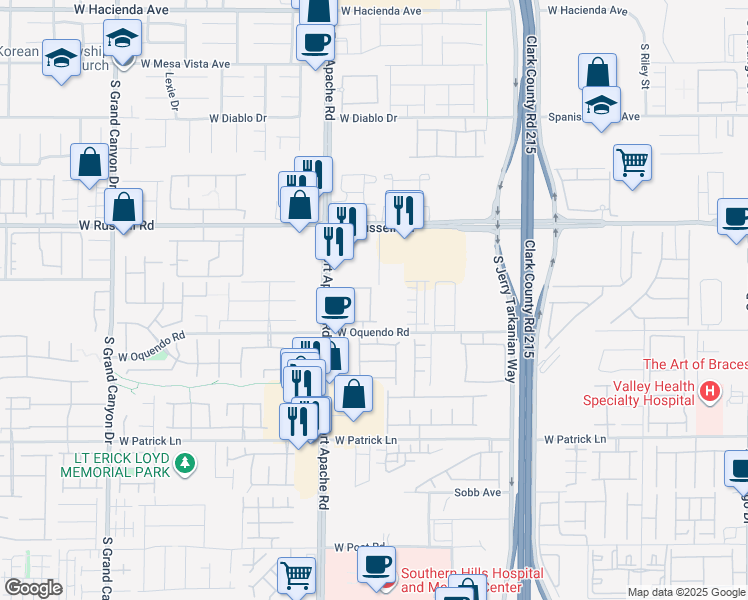 map of restaurants, bars, coffee shops, grocery stores, and more near 5844 Sleepy Willow Street in Las Vegas