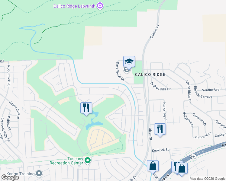map of restaurants, bars, coffee shops, grocery stores, and more near 1129 Via Canale Drive in Henderson