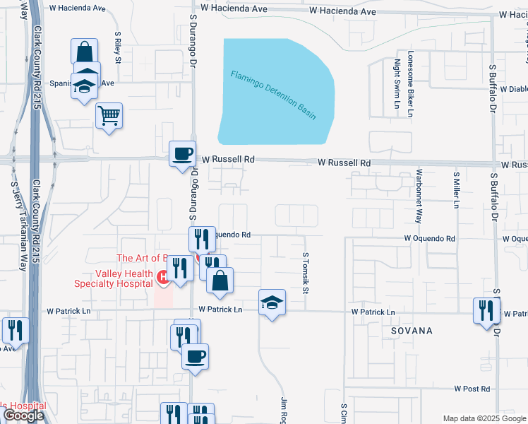 map of restaurants, bars, coffee shops, grocery stores, and more near 5839 Sleepy Spruce Street in Las Vegas