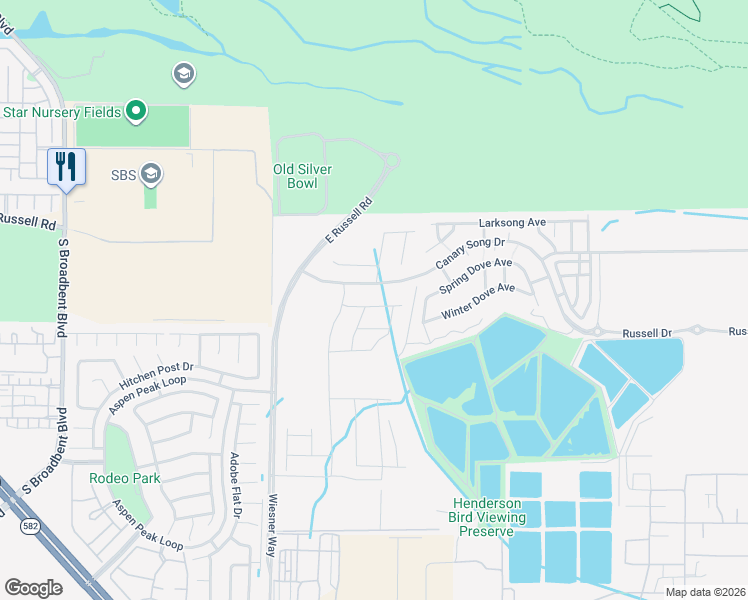 map of restaurants, bars, coffee shops, grocery stores, and more near 494 Peaceful Swan Avenue in Henderson