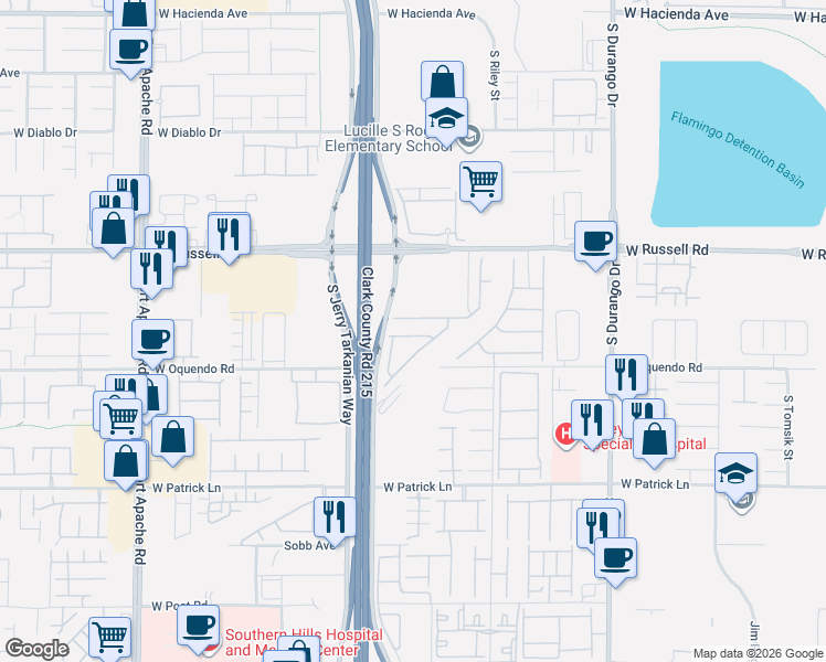 map of restaurants, bars, coffee shops, grocery stores, and more near 8954 Rice Peak Street in Las Vegas