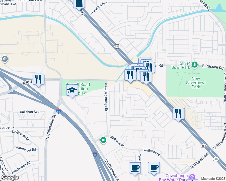 map of restaurants, bars, coffee shops, grocery stores, and more near 5867 Aimless Street in Henderson