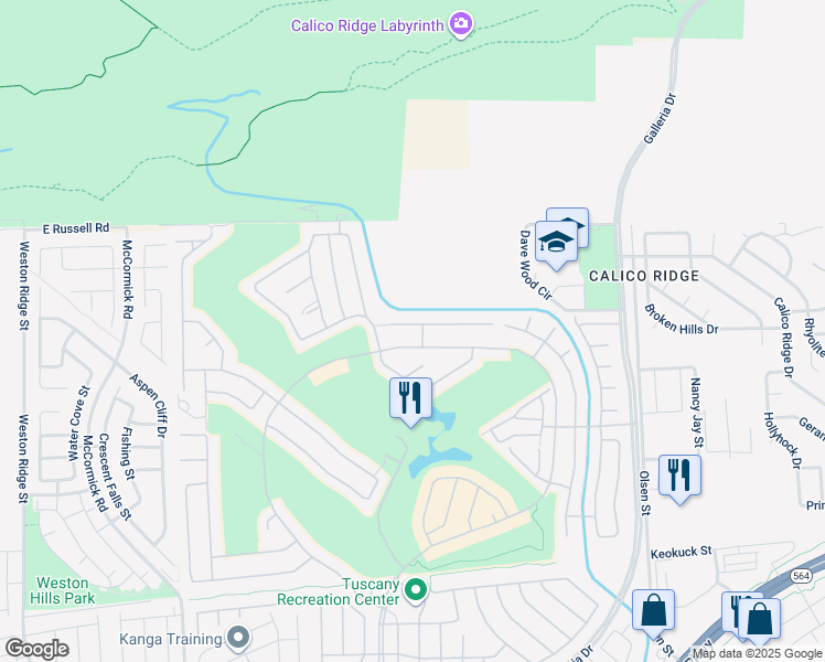 map of restaurants, bars, coffee shops, grocery stores, and more near 425 Via Stretto Avenue in Henderson