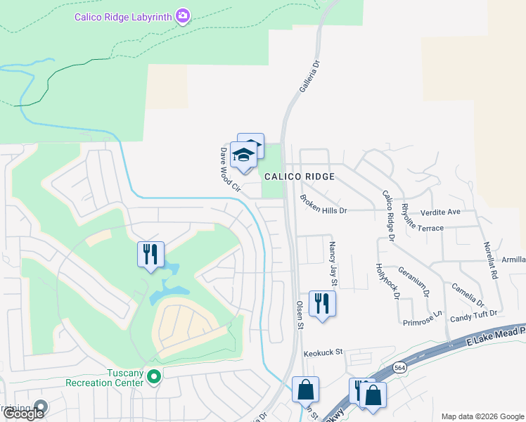 map of restaurants, bars, coffee shops, grocery stores, and more near 575 Via Cividino in Henderson