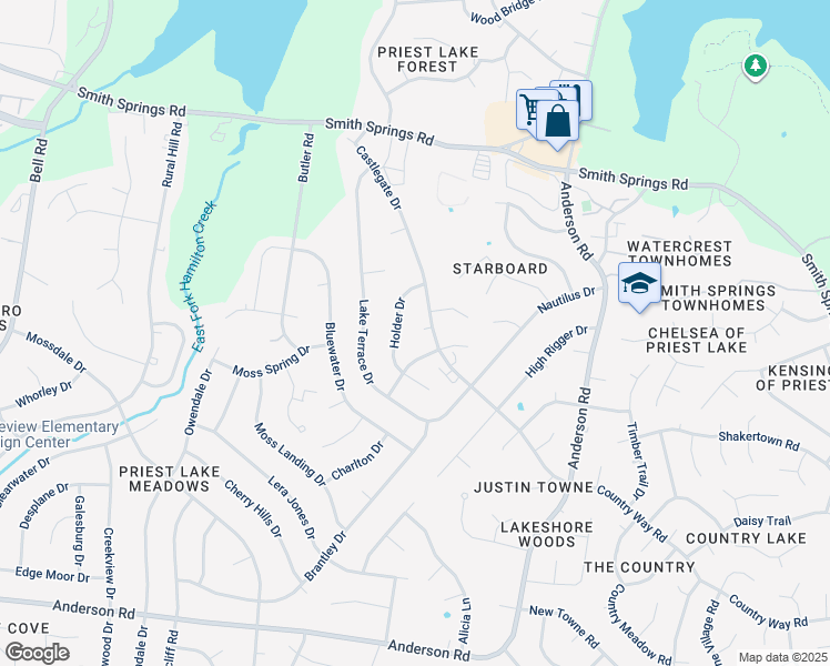 map of restaurants, bars, coffee shops, grocery stores, and more near 910 Lauren Court in Nashville