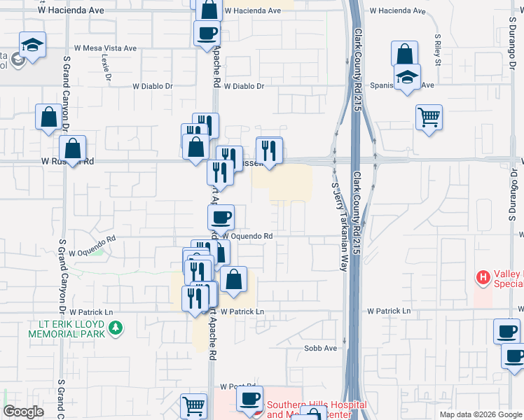 map of restaurants, bars, coffee shops, grocery stores, and more near 5844 Sleepy Willow Street in Las Vegas