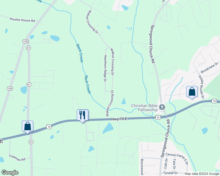 map of restaurants, bars, coffee shops, grocery stores, and more near 616 Walnut Crossing Drive in Whitsett