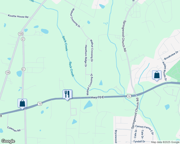 map of restaurants, bars, coffee shops, grocery stores, and more near 616 Walnut Crossing Drive in Whitsett