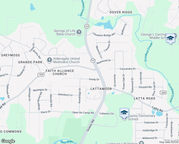 map of restaurants, bars, coffee shops, grocery stores, and more near 1011 Umstead Road in Durham