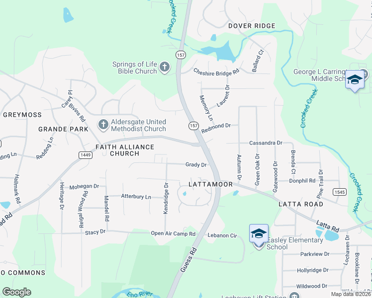 map of restaurants, bars, coffee shops, grocery stores, and more near 1011 Umstead Road in Durham