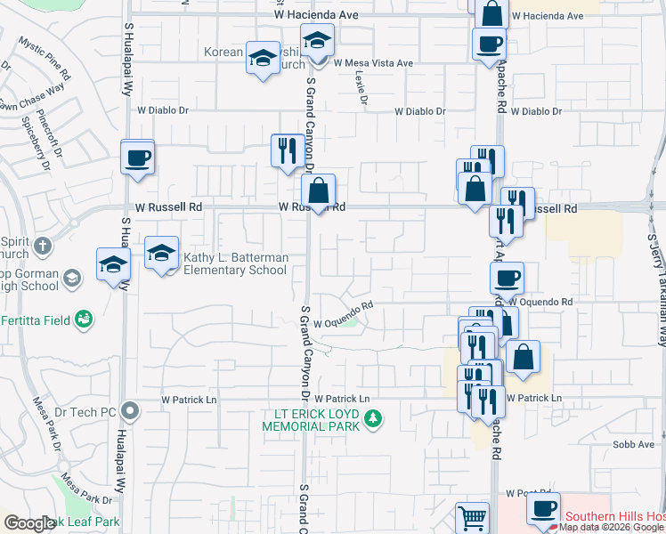 map of restaurants, bars, coffee shops, grocery stores, and more near 5834 Fine Lace Street in Las Vegas