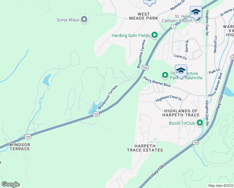 map of restaurants, bars, coffee shops, grocery stores, and more near 6767 Brookmont Terrace in Nashville
